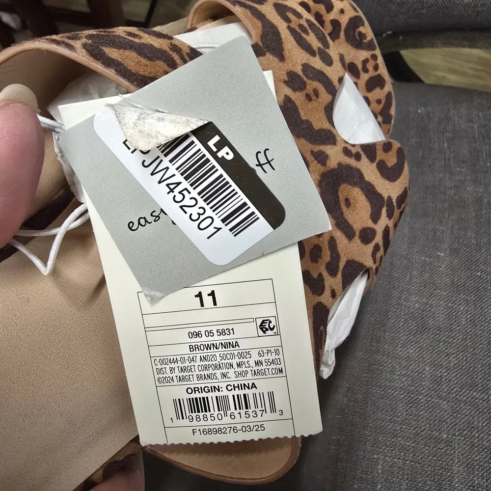 Womens Nina Sandals with Memory Foam Insole A New Day™ Brown Animal Print 11